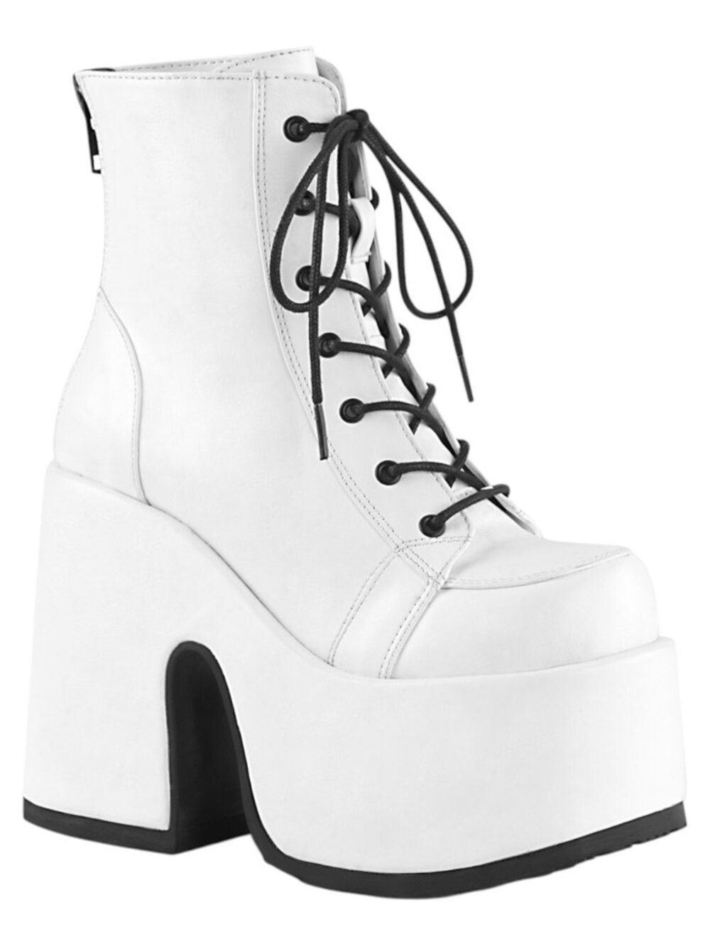 White 5" Chunky Heel 3" Platform Lace-Up Ankle Boots | Gothic Festival Style
